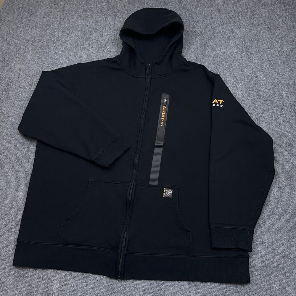 Ariat Rebar Workman Full Zip Hoodie Men's 3XLT TALL Black Water Repellent Heavy